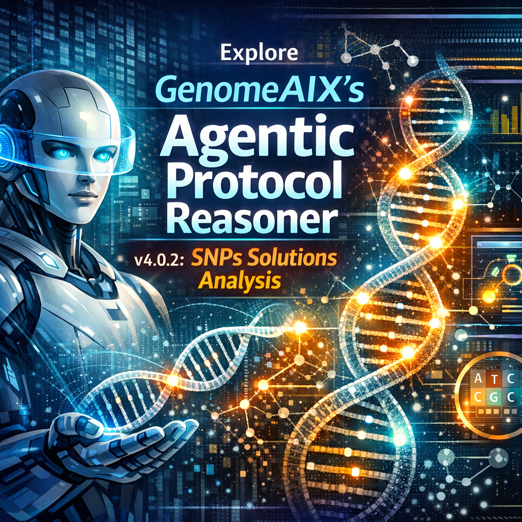 Screen of GenomeAIx's Agentic Protocol Reasoner software analyzing genetic SNPs.