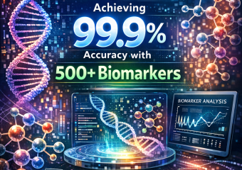 Graphical interface of GenomeAIx's platform showing biomarker analysis for achieving 99.9% accuracy.