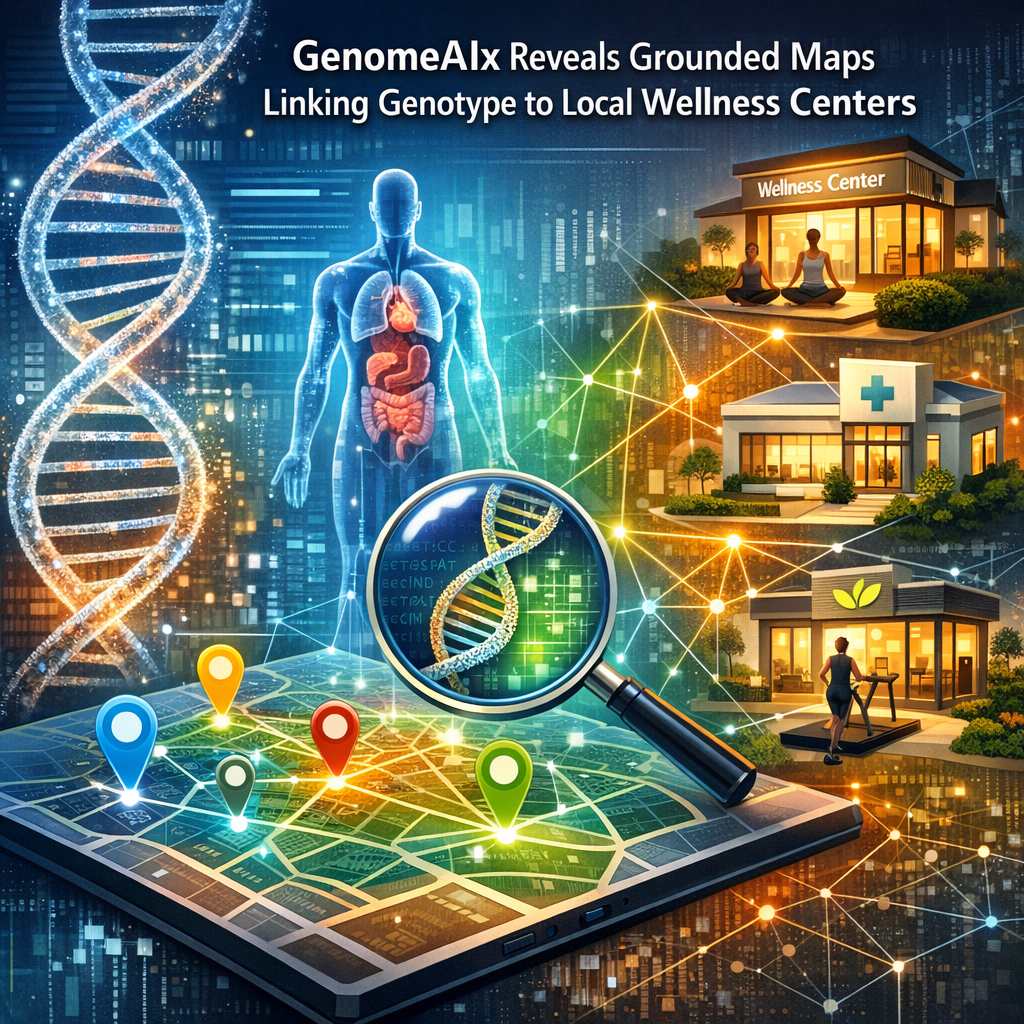 Interactive map displaying connections between genetic data and local wellness centers.